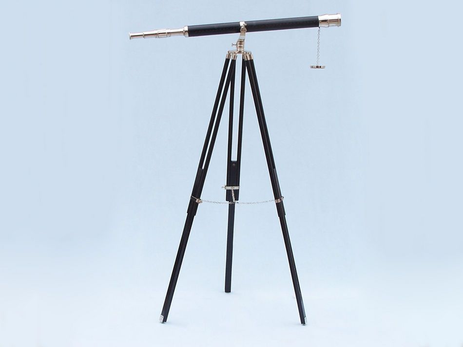 Floor Standing Chrome/Leather Galileo Telescope 65"