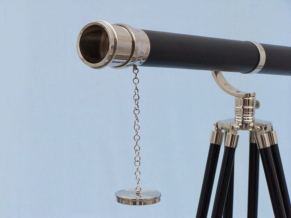 Floor Standing Chrome/Leather Galileo Telescope 65"