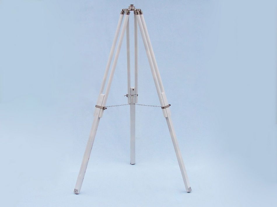 Floor Standing Chrome/White Leather Galileo Telescope 65"