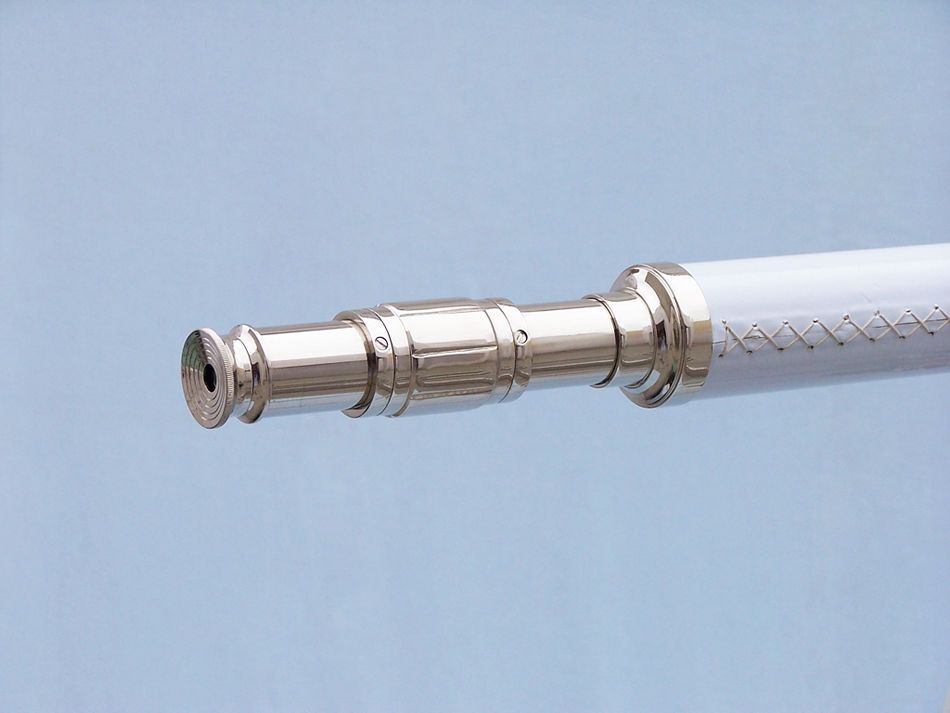 Floor Standing Chrome/White Leather Galileo Telescope 65"
