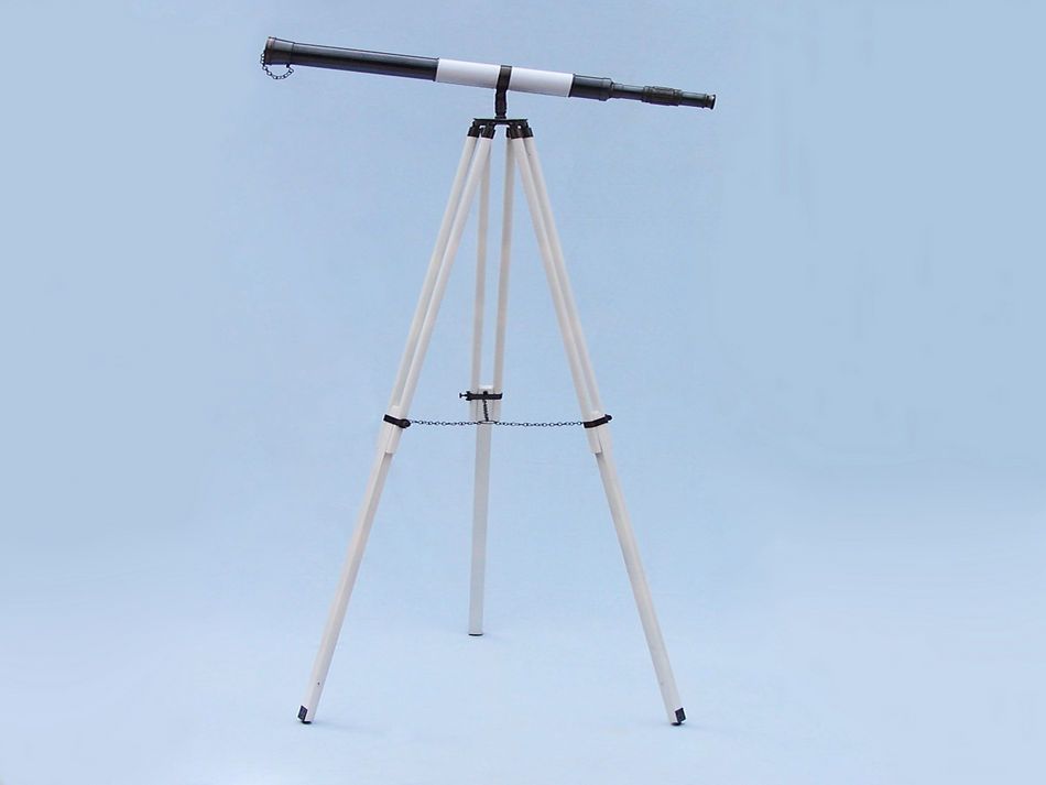 Admirals Floor Standing Oil Rubbed Bronze with White Leather Telescope 60"