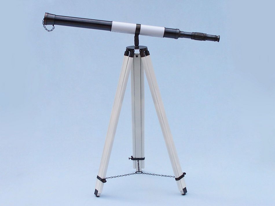 Admirals Floor Standing Oil Rubbed Bronze with White Leather Telescope 60"