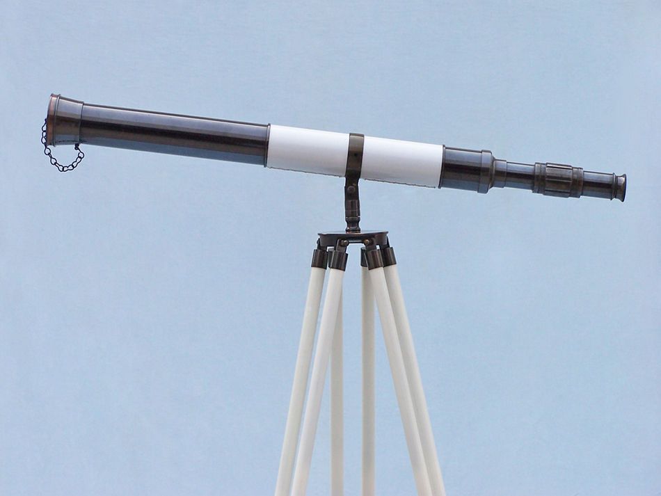 Admirals Floor Standing Oil Rubbed Bronze with White Leather Telescope 60"