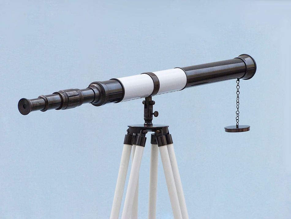 Admirals Floor Standing Oil Rubbed Bronze with White Leather Telescope 60"