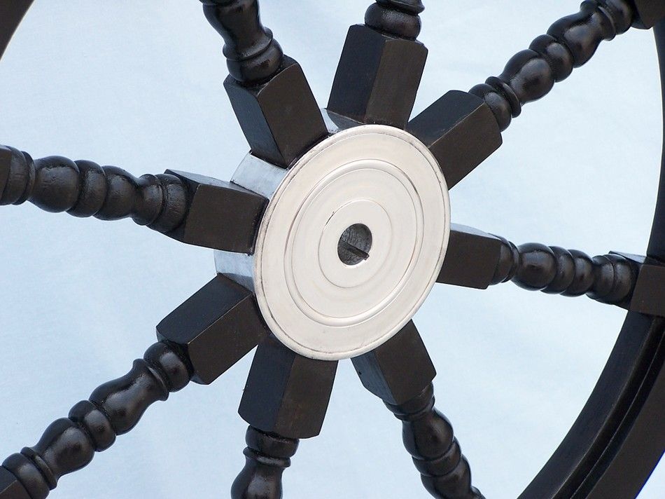 Deluxe Class Wood and Chrome Pirate Ship Steering Wheel 36"