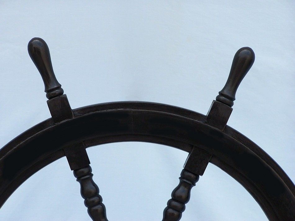 Deluxe Class Wood and Chrome Pirate Ship Steering Wheel 36"