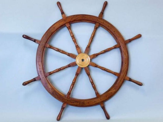 Deluxe Class Wood and Brass Decorative Ship Wheel 36"