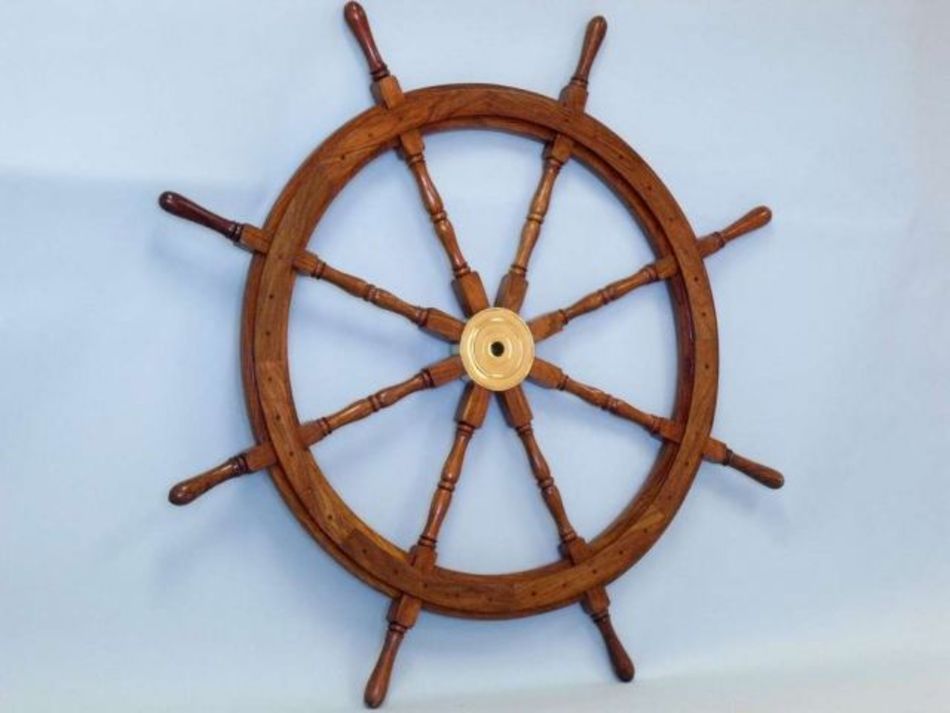 Deluxe Class Wood and Brass Decorative Ship Wheel 36"
