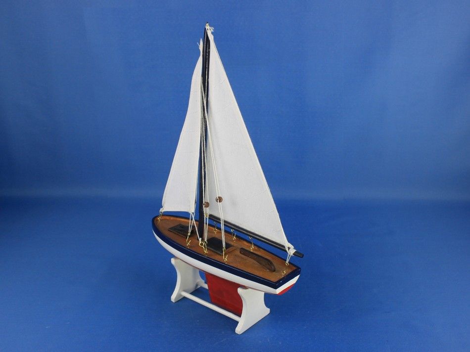 Wooden Decorative American Model Sailboat 12"