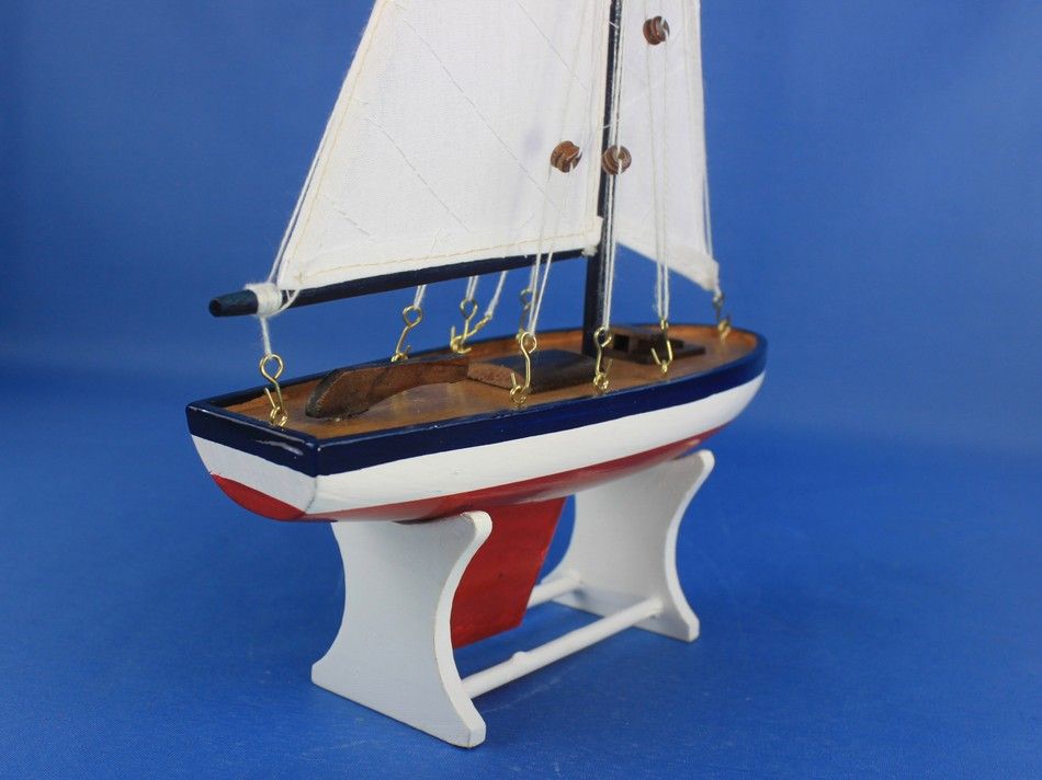 Wooden Decorative American Model Sailboat 12"