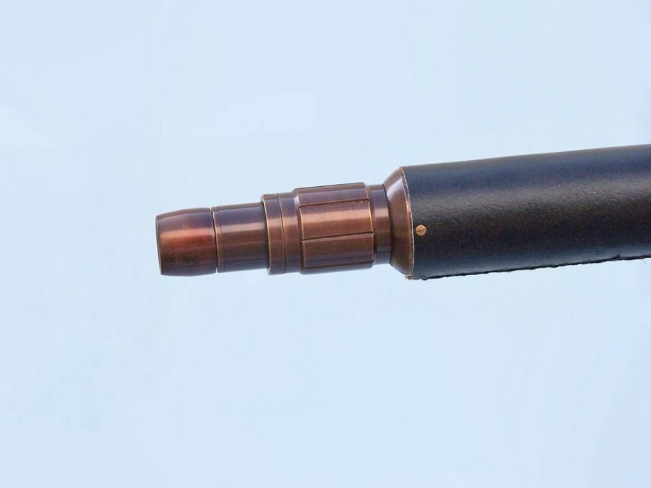 Floor Standing Antique Copper With Leather Anchormaster Telescope 65"