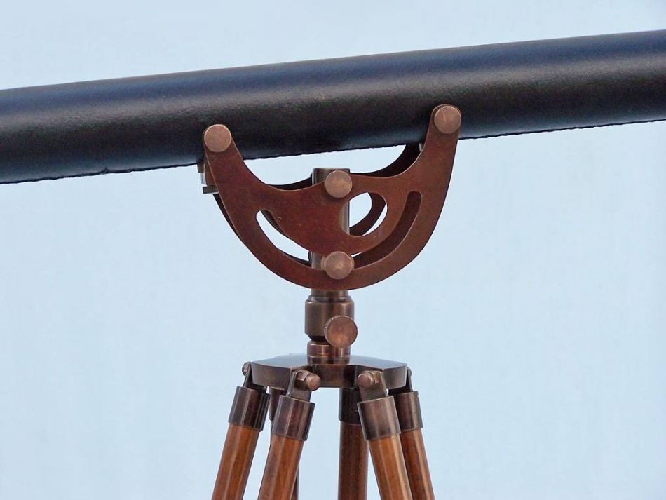 Floor Standing Antique Copper With Leather Anchormaster Telescope 65"