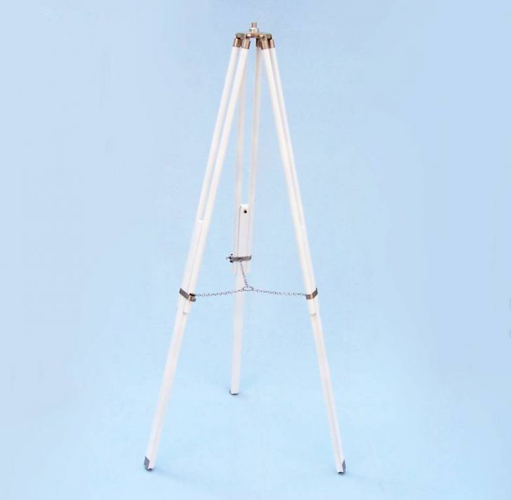Floor Standing Brushed Nickel With White Leather Anchormaster Telescope 65"