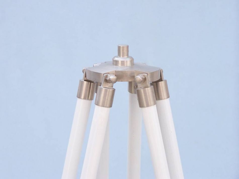Floor Standing Brushed Nickel With White Leather Anchormaster Telescope 65"