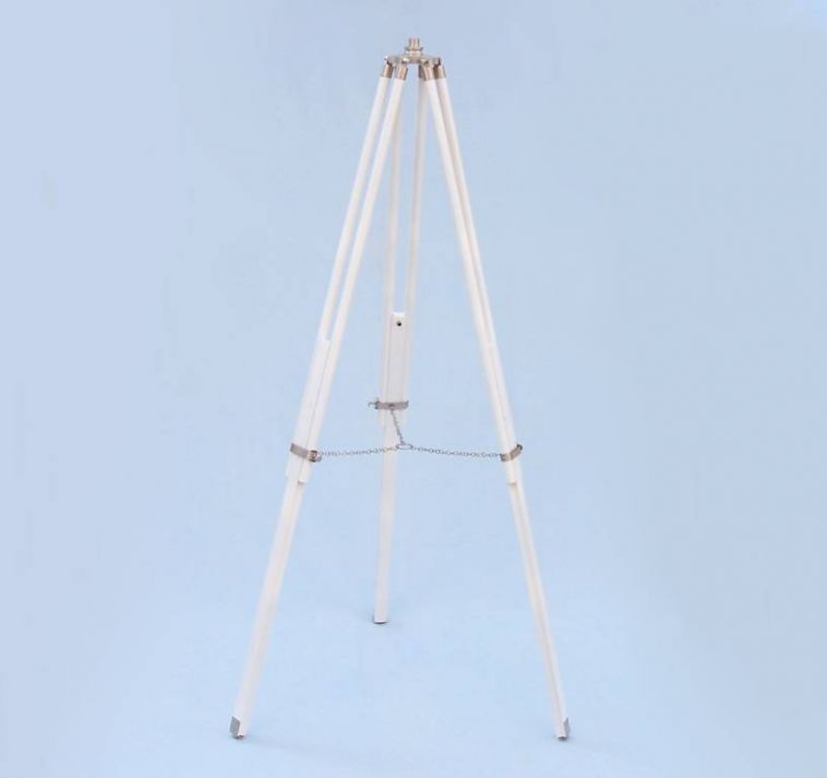 Floor Standing Brushed Nickel With White Leather Galileo Telescope 65"