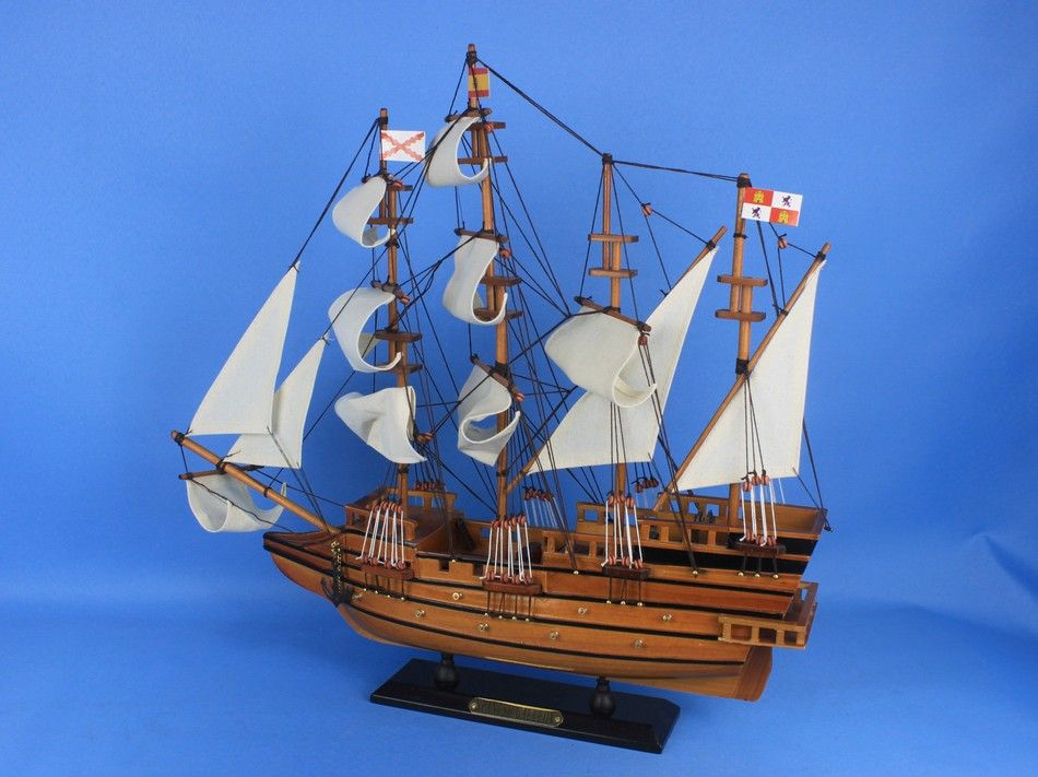 Wooden Spanish Galleon Tall Model Ship 20"