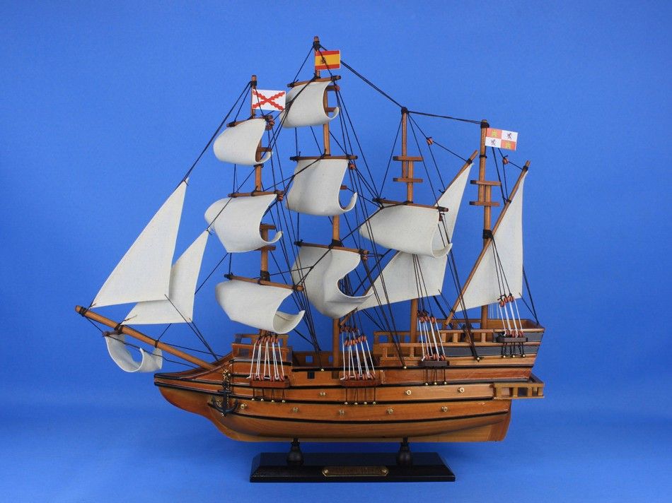 Wooden Spanish Galleon Tall Model Ship 20"