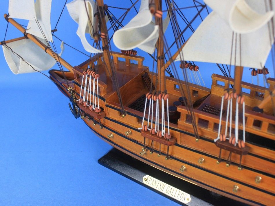Wooden Spanish Galleon Tall Model Ship 20"