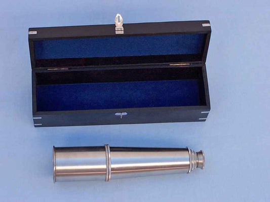 Deluxe Class Hampton Collection Brushed Nickel Spyglass 36" with Rosewood Box