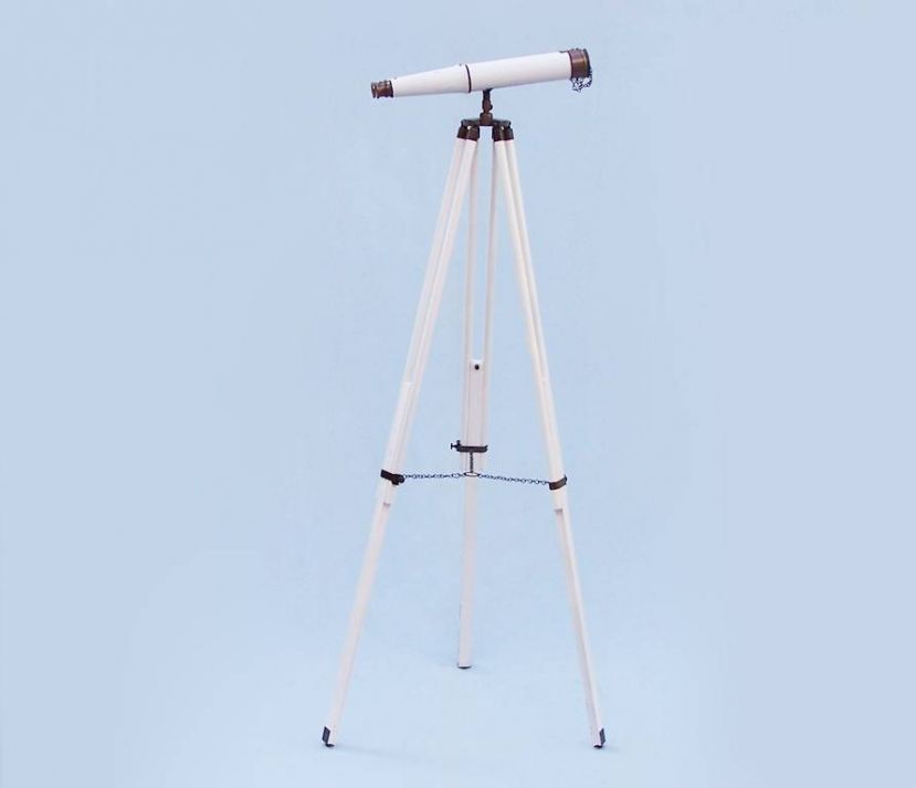 Floor Standing Bronze With White Leather Binoculars 62"