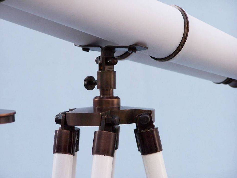 Floor Standing Bronze With White Leather Binoculars 62"
