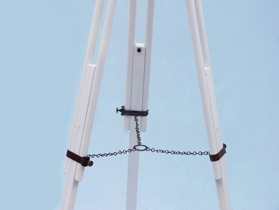 Floor Standing Bronze With White Leather Binoculars 62"