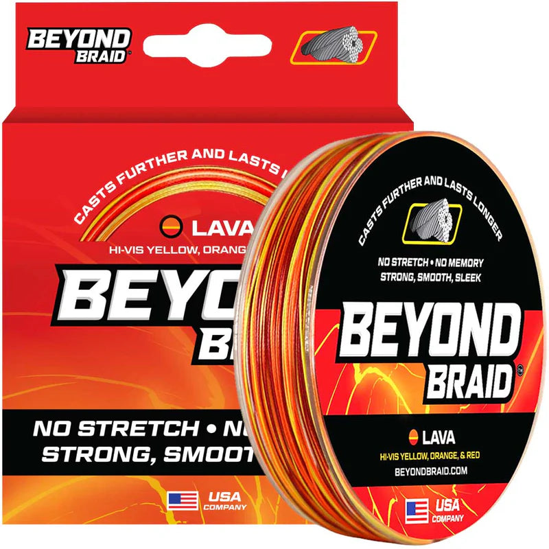 BEYOND BRAID LAVA - RED, ORANGE, & YELLOW 300-500 Yards 10-80lb