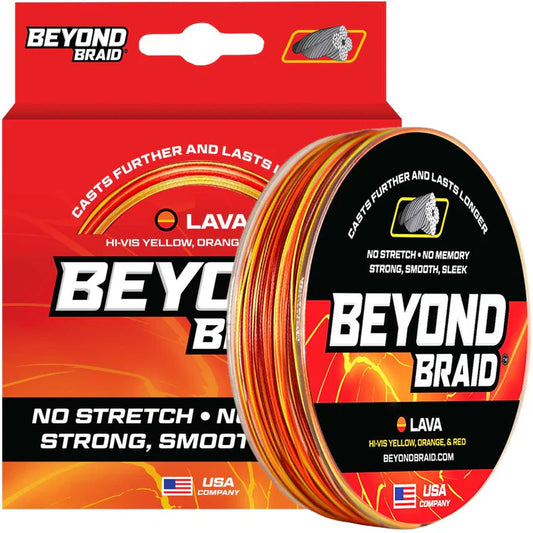 BEYOND BRAID LAVA - RED, ORANGE, & YELLOW 300-500 Yards 10-80lb