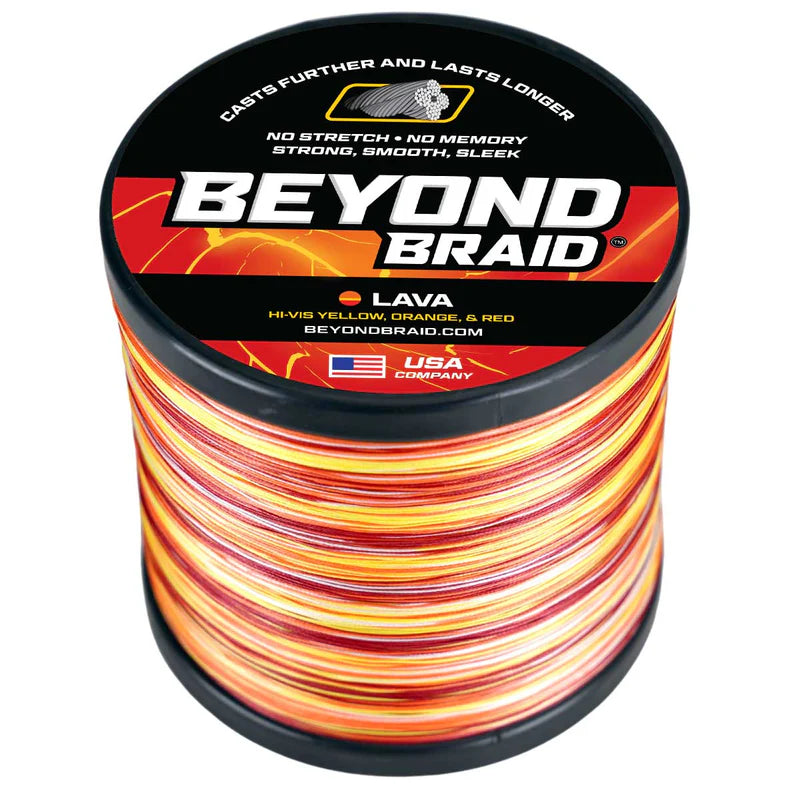 BEYOND BRAID LAVA - RED, ORANGE, & YELLOW 300-500 Yards 10-80lb
