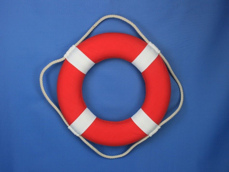 Vibrant Red Decorative Lifering with White Bands 15"