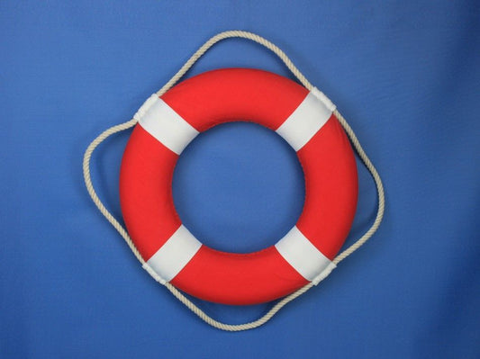 Vibrant Red Decorative Lifering with White Bands 15"