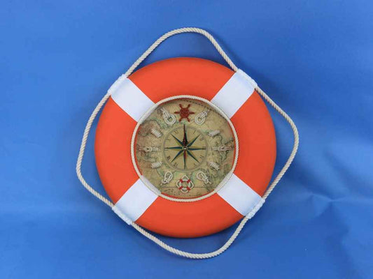 Vibrant Orange Decorative Lifering Clock With White Bands 18"