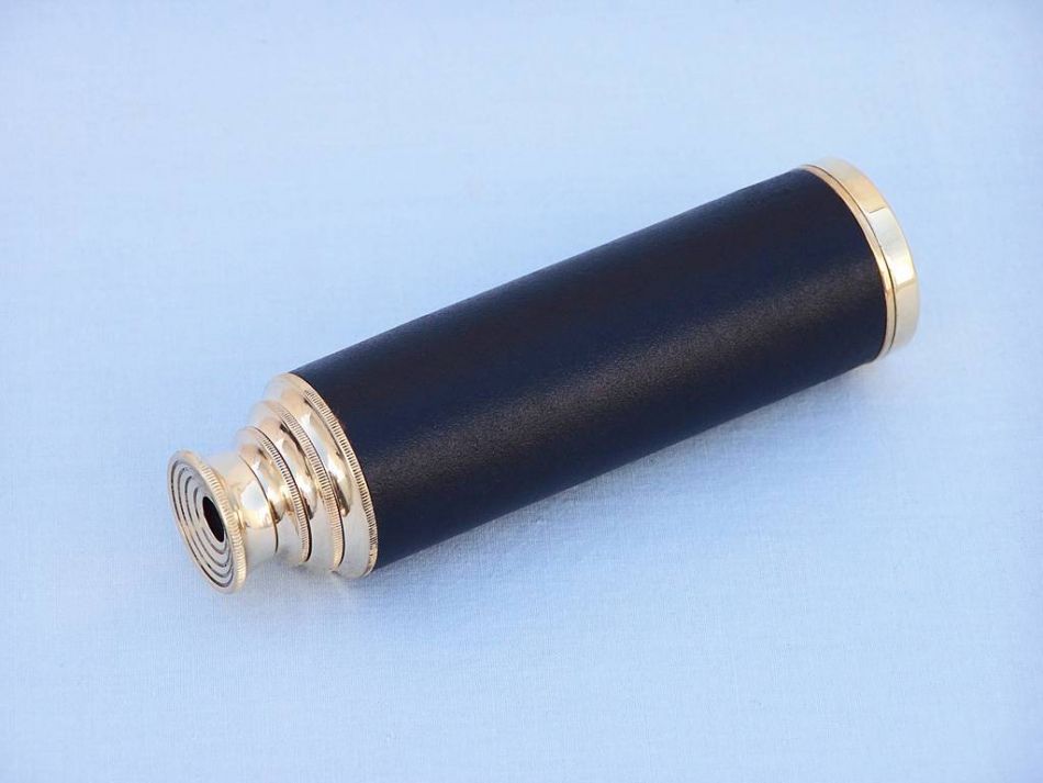 Deluxe Class Captain's Brass - Leather Spyglass Telescope 15" w/ Rosewood Box