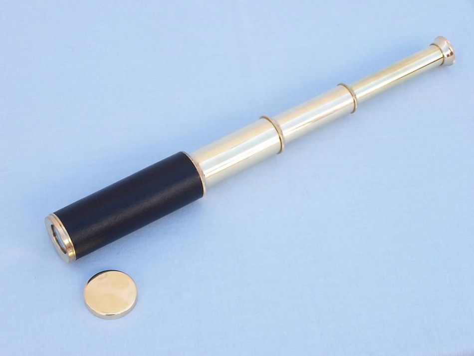 Deluxe Class Captain's Brass - Leather Spyglass Telescope 15" w/ Rosewood Box