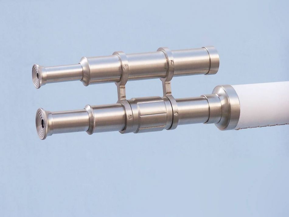 Floor Standing Brushed Nickel With White Leather Griffith Astro Telescope 65"