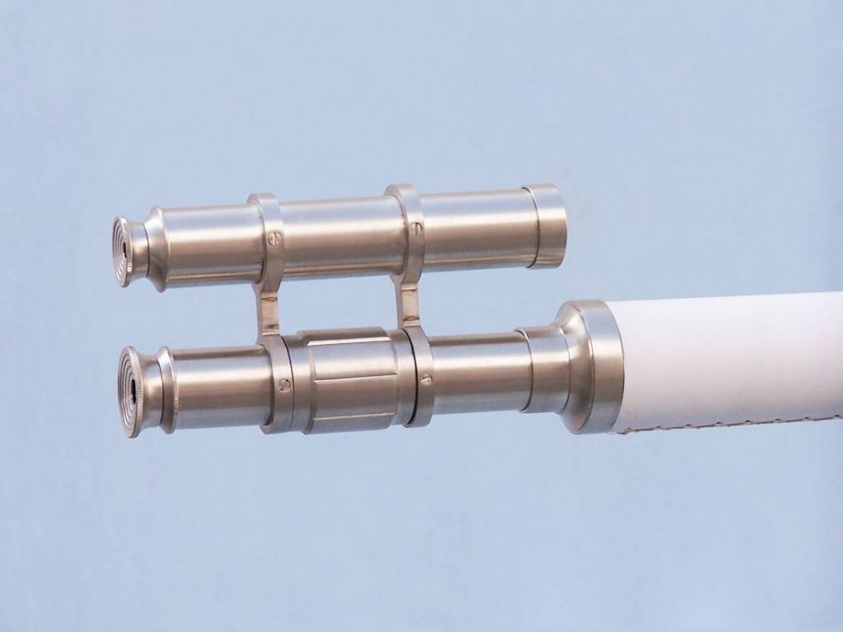 Floor Standing Brushed Nickel With White Leather Griffith Astro Telescope 65"