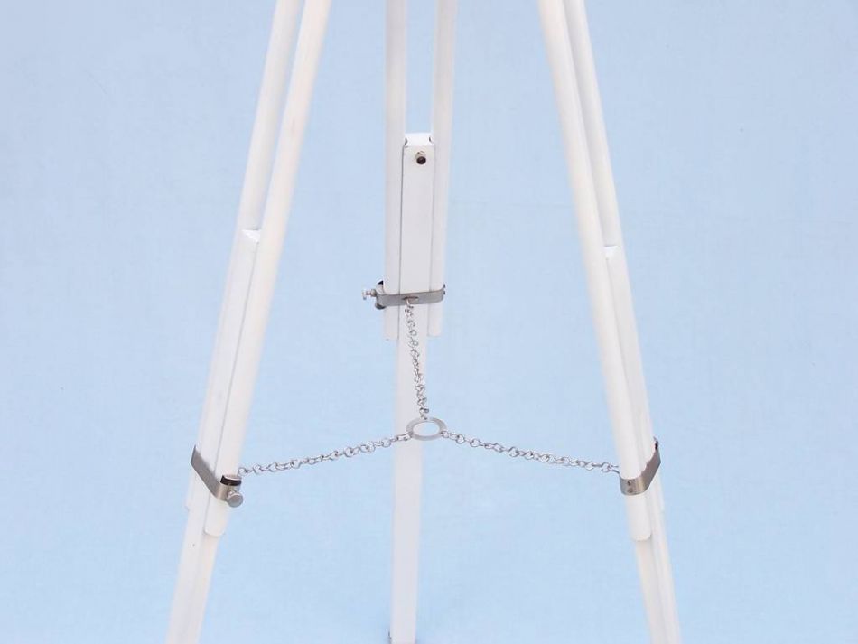 Floor Standing Brushed Nickel With White Leather Griffith Astro Telescope 65"