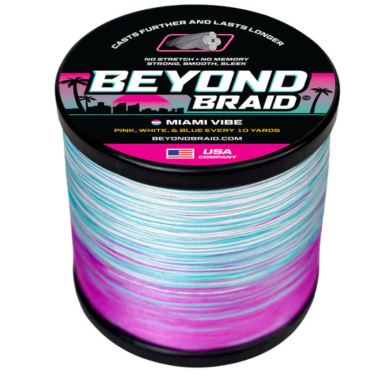 BEYOND BRAID MIAMI VIBE - PINK, WHITE, & BLUE 500 Yards 10-80lb
