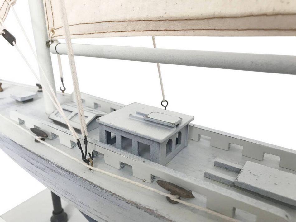 Wooden Rustic Whitewashed Enterprise Limited Model Sailboat 35"