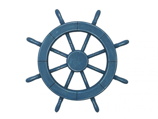 Rustic All Light Blue Decorative Ship Wheel 18"