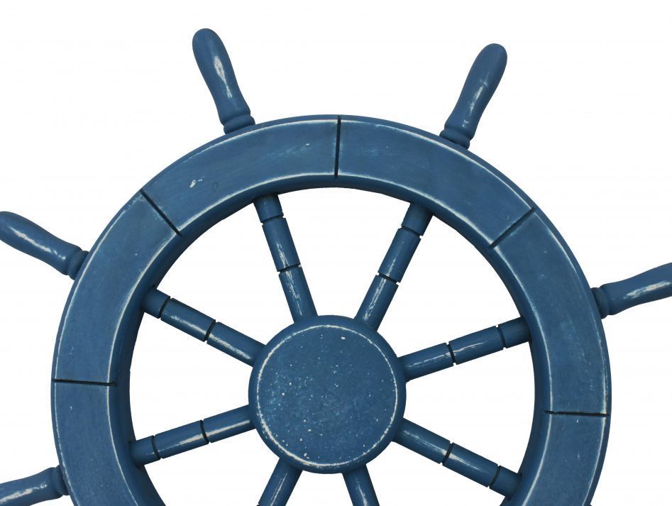 Rustic All Light Blue Decorative Ship Wheel 18"