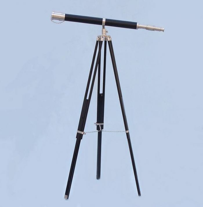 Floor Standing Brushed Nickel With Leather Galileo Telescope 65"