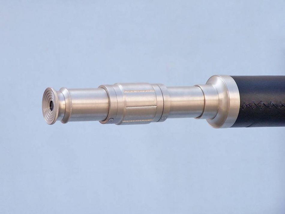 Floor Standing Brushed Nickel With Leather Galileo Telescope 65"