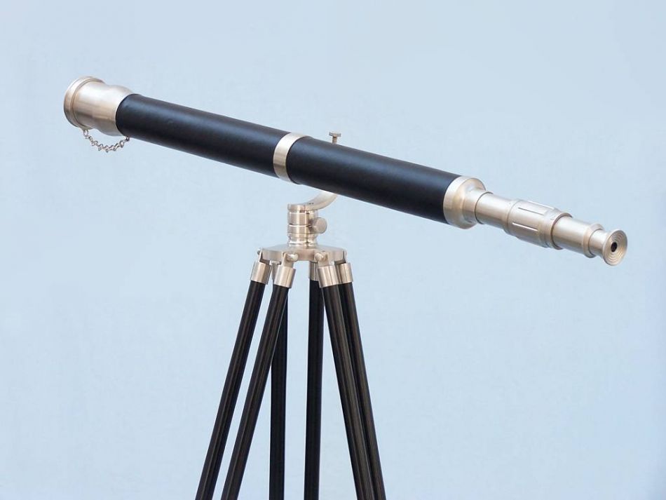 Floor Standing Brushed Nickel With Leather Galileo Telescope 65"