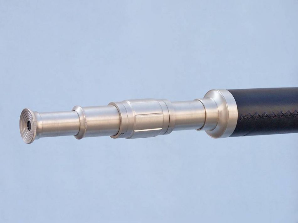 Floor Standing Brushed Nickel With Leather Galileo Telescope 65"