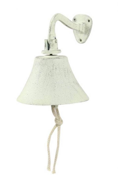 Whitewashed Cast Iron Hanging Ship's Bell 6"