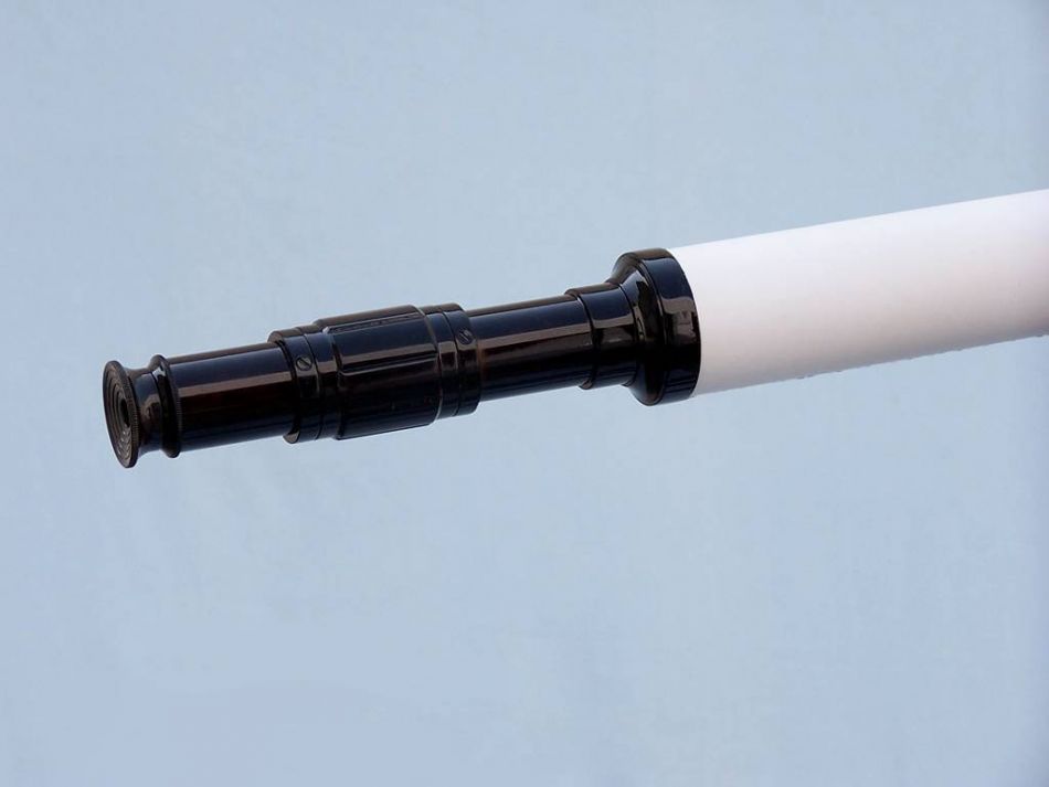 Floor Standing Oil-Rubbed Bronze-White Leather With Black Stand Galileo Telescope 65"