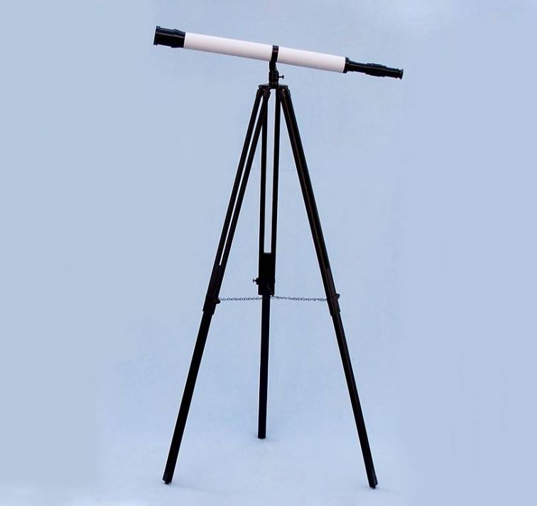Floor Standing Oil-Rubbed Bronze-White Leather With Black Stand Galileo Telescope 65"