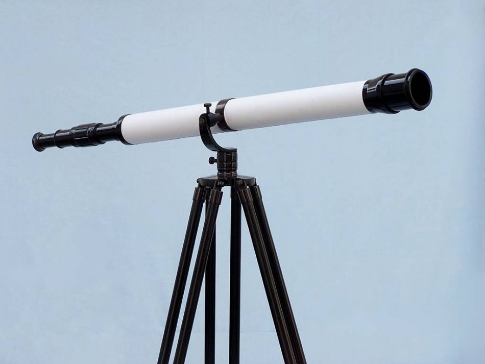 Floor Standing Oil-Rubbed Bronze-White Leather With Black Stand Galileo Telescope 65"