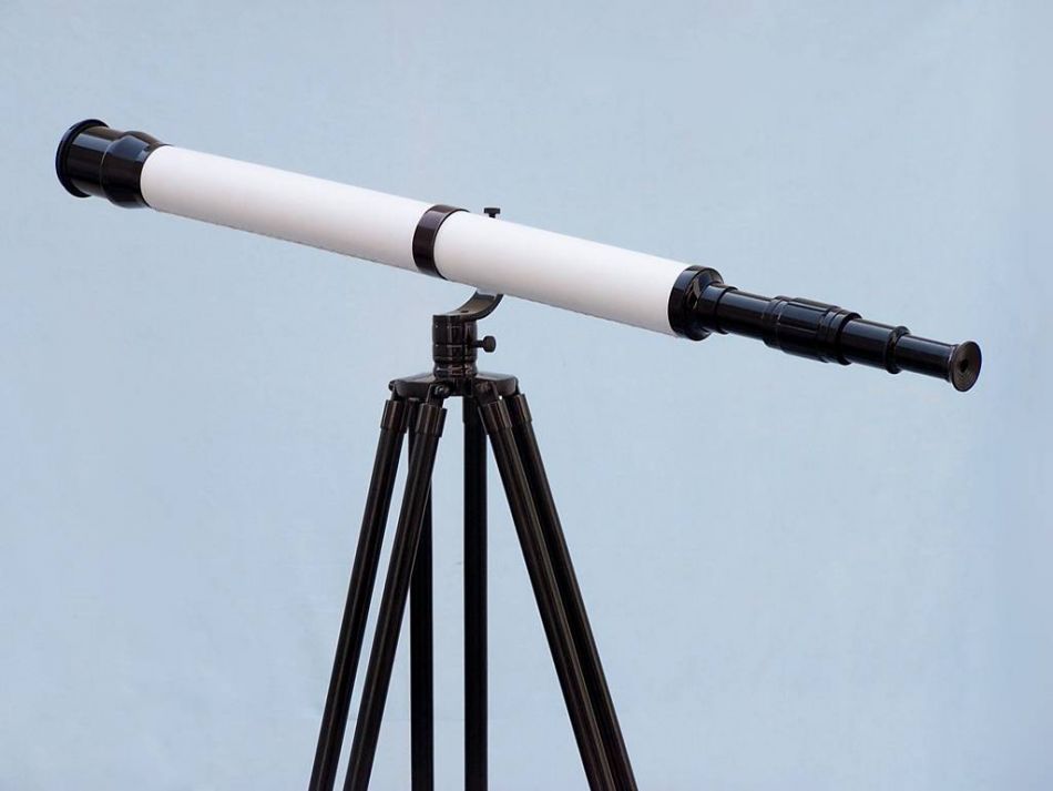 Floor Standing Oil-Rubbed Bronze-White Leather With Black Stand Galileo Telescope 65"